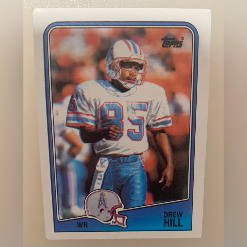 Topps Drew Hill Football Card - White, Blue & Red “1988”